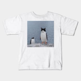 Cat Penguin Design Kids T-Shirt